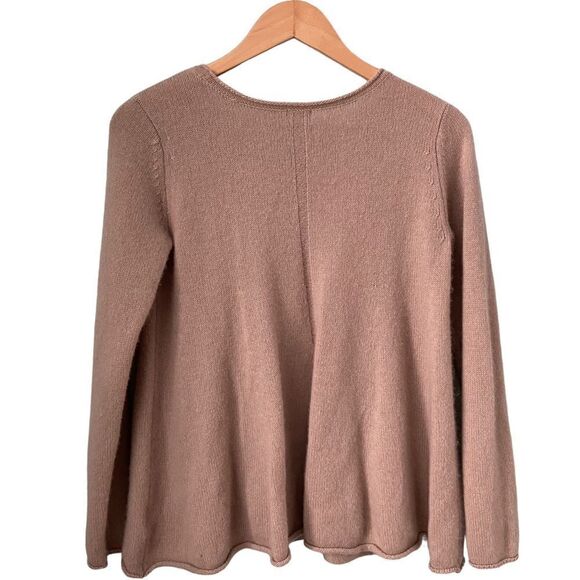 Dildabanian 100% Cashmere Tan Flare Crewneck Sweater Size Medium - Picture 2 of 6